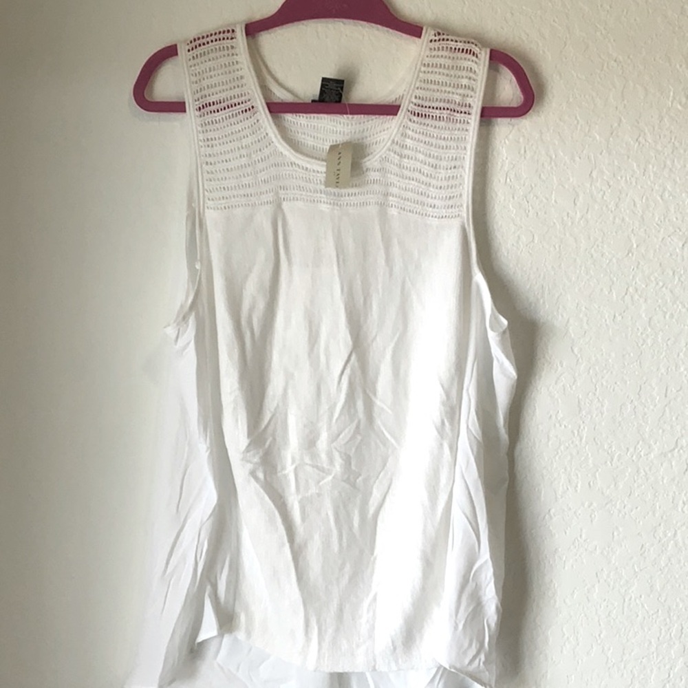 Ann Taylor Sleeveless Crochet / Knit White Top